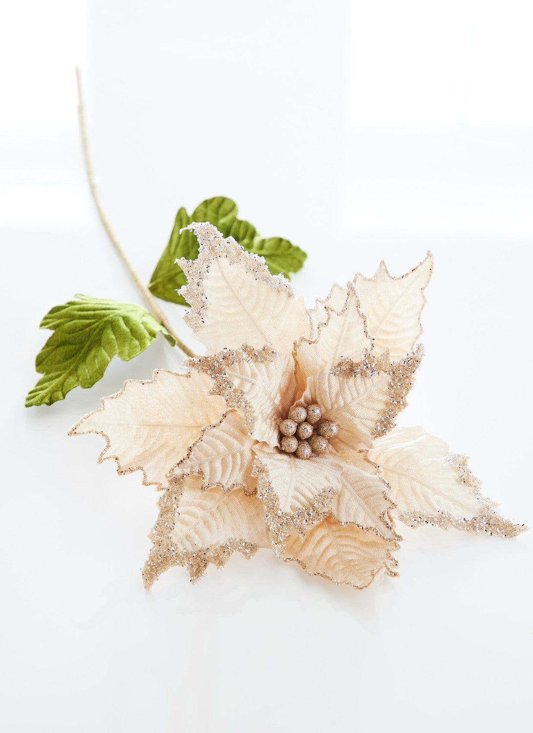 27” Ivory Velvet Poinsettia Stem