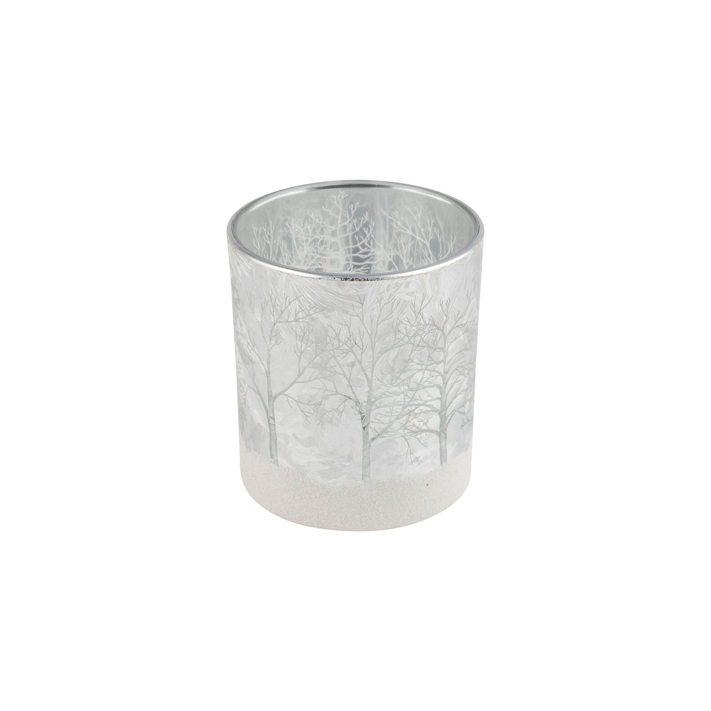 Frosted Silver Glass Candle Holder