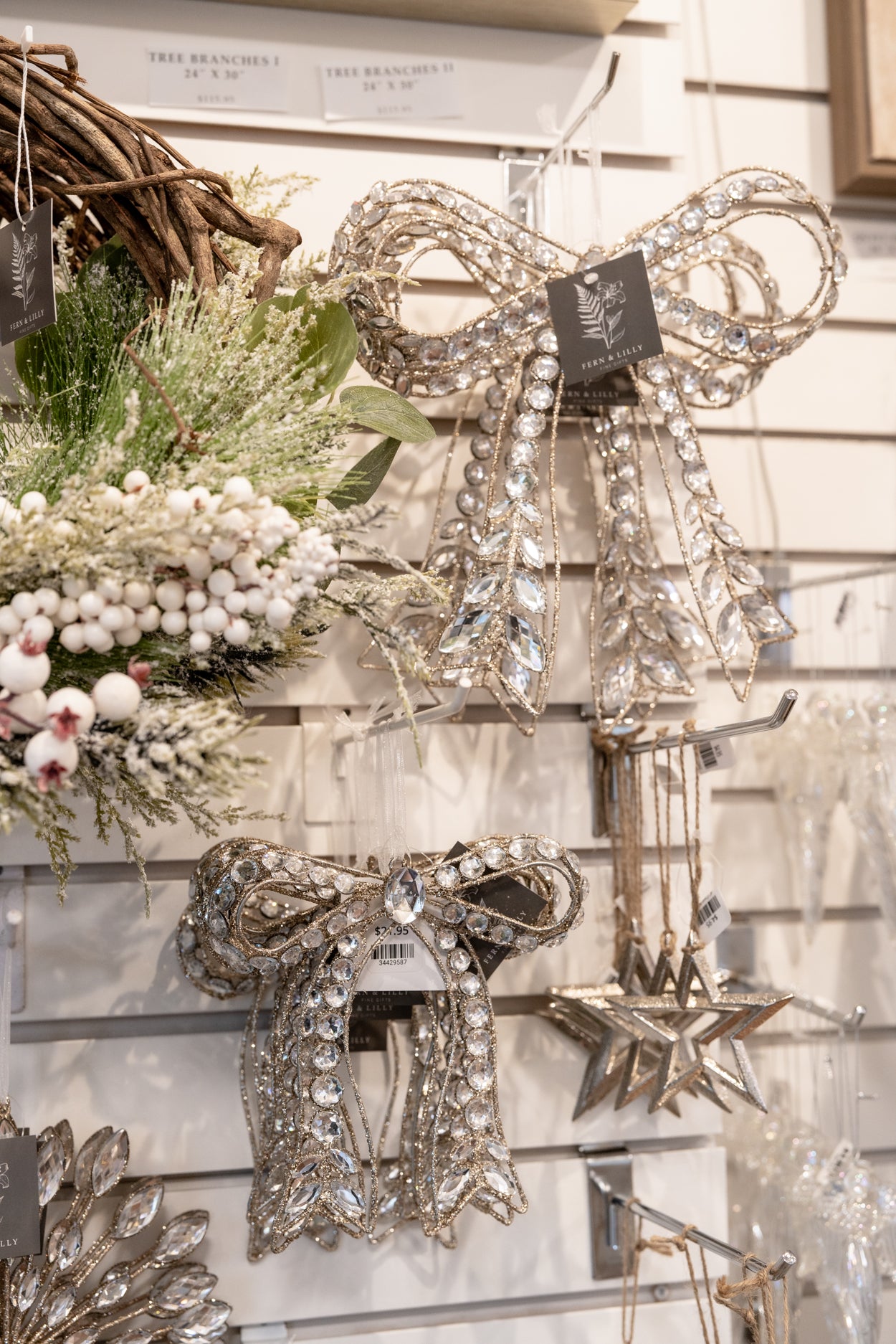 10.5" Clear Jewelled Bow Ornament