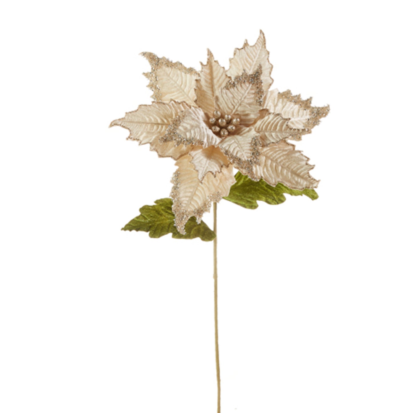 27” Ivory Velvet Poinsettia Stem