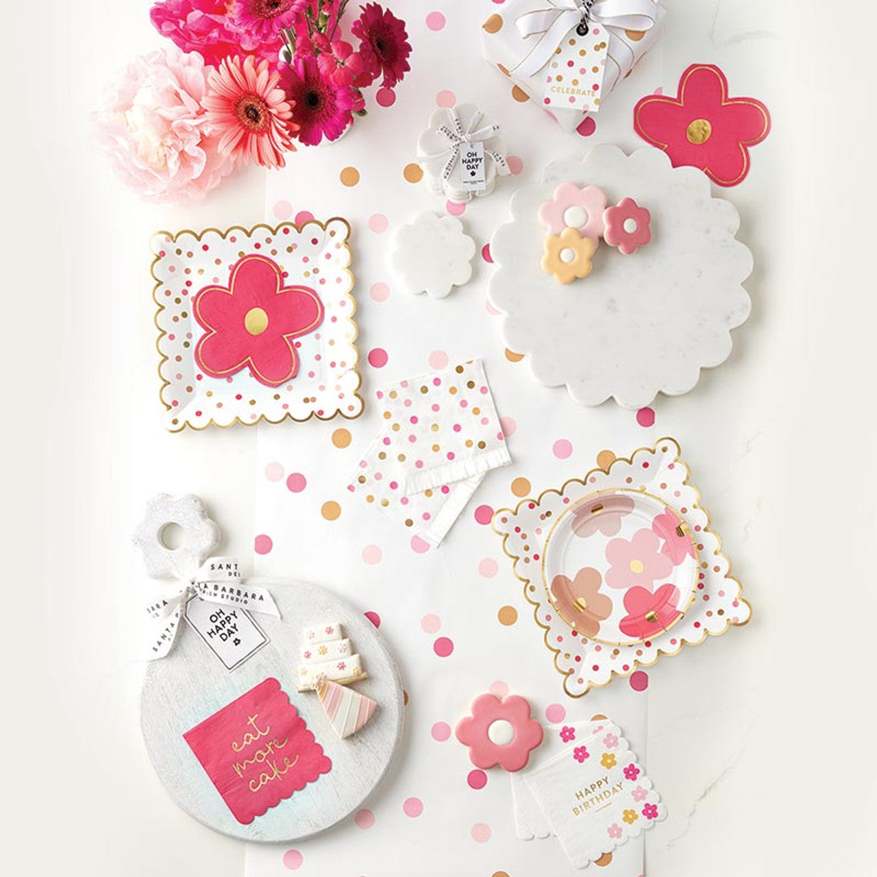 Board Tray Marble Scalloped White