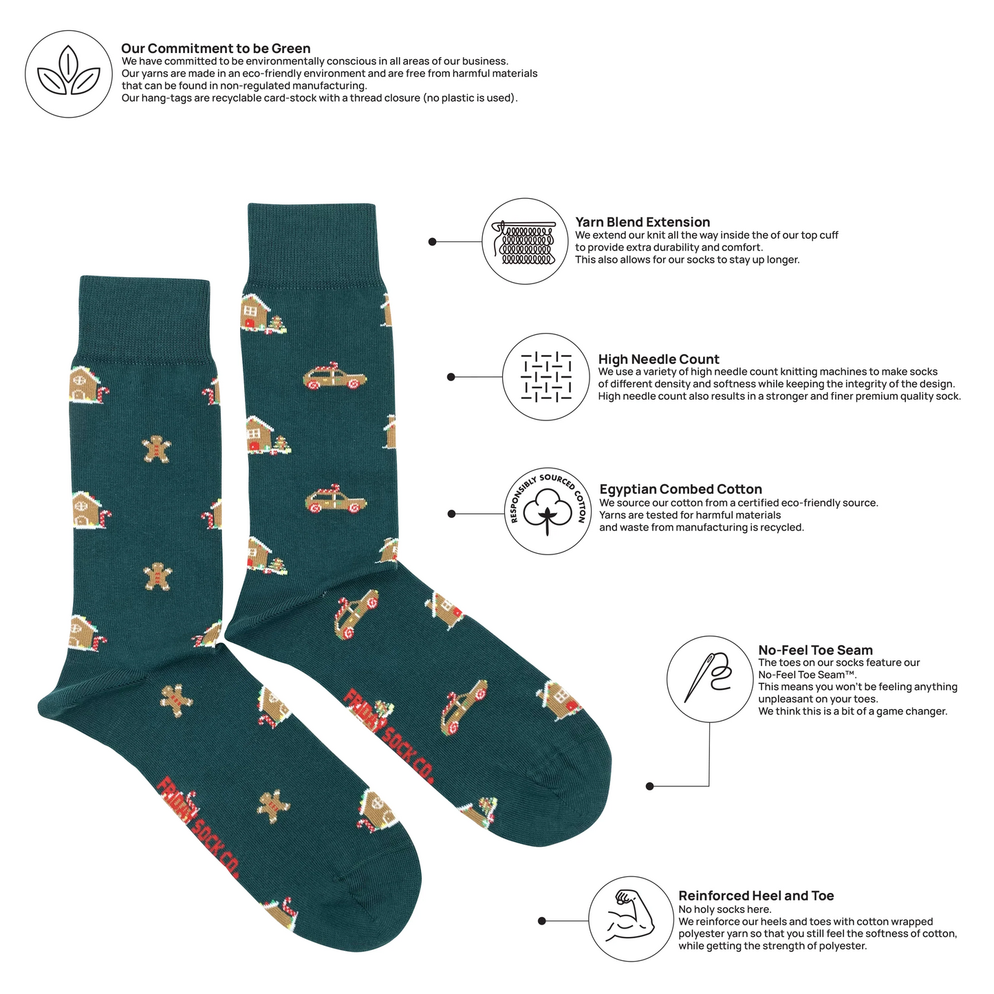 Men's Ugly Christmas Gingerbread House Socks