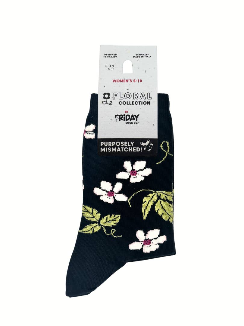 Women's Raspberry Bloom Mismatched Crew Socks