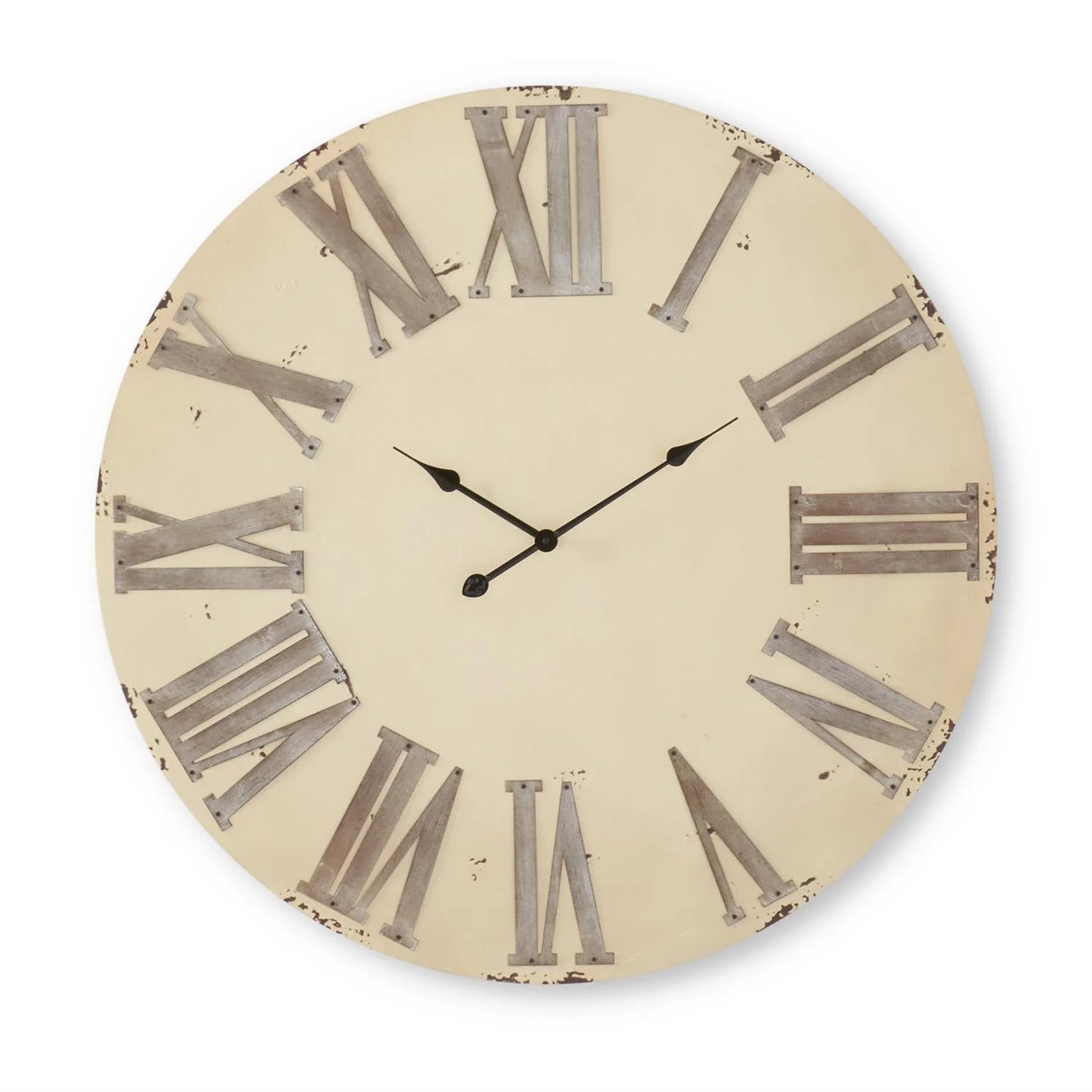 36" Round White Wood Roman Numeral Clock