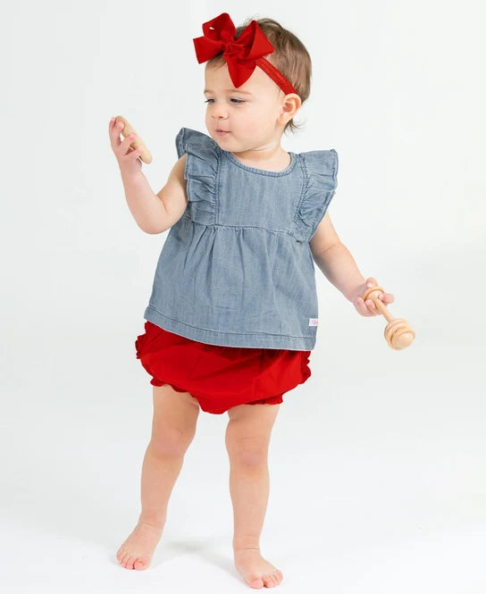 Red Woven RuffleButt Bloomer