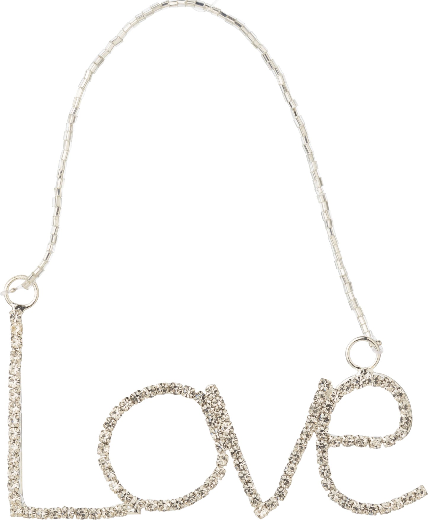 Silver Rhinestone Love Ornament