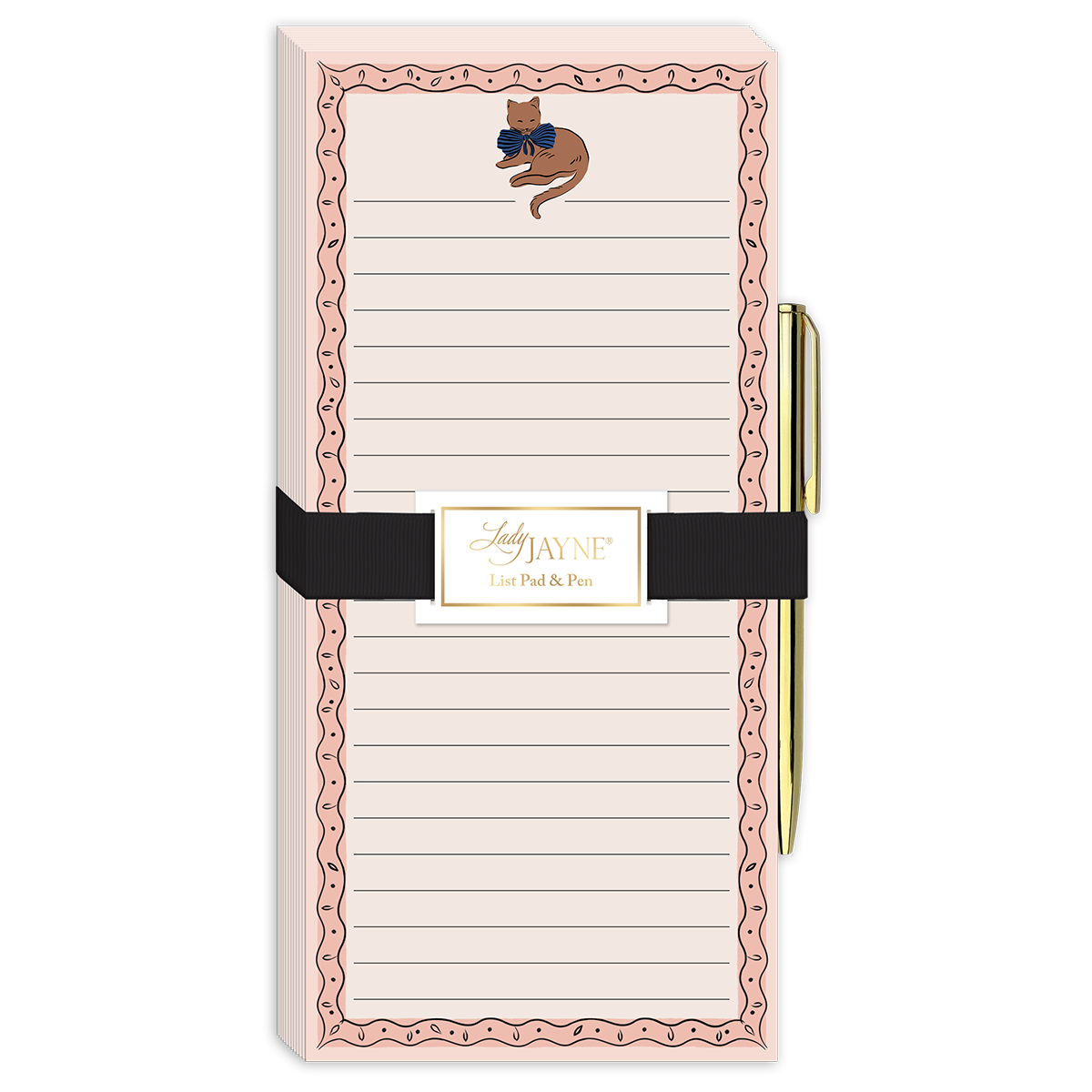 Brown Cat Magnetic List Pad with Pen