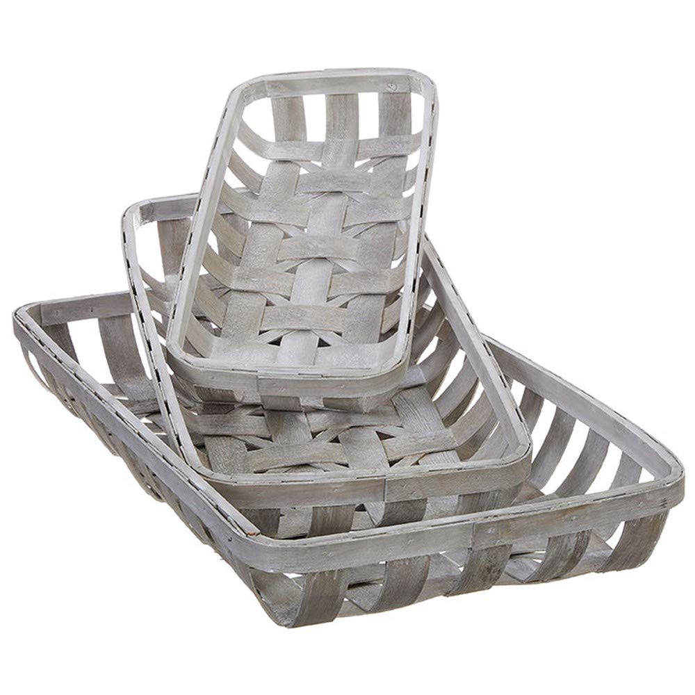 Distressed White Rectangular Tobacco Baskets