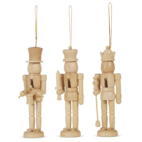 5.5" Natural Wood Nutcracker Ornaments