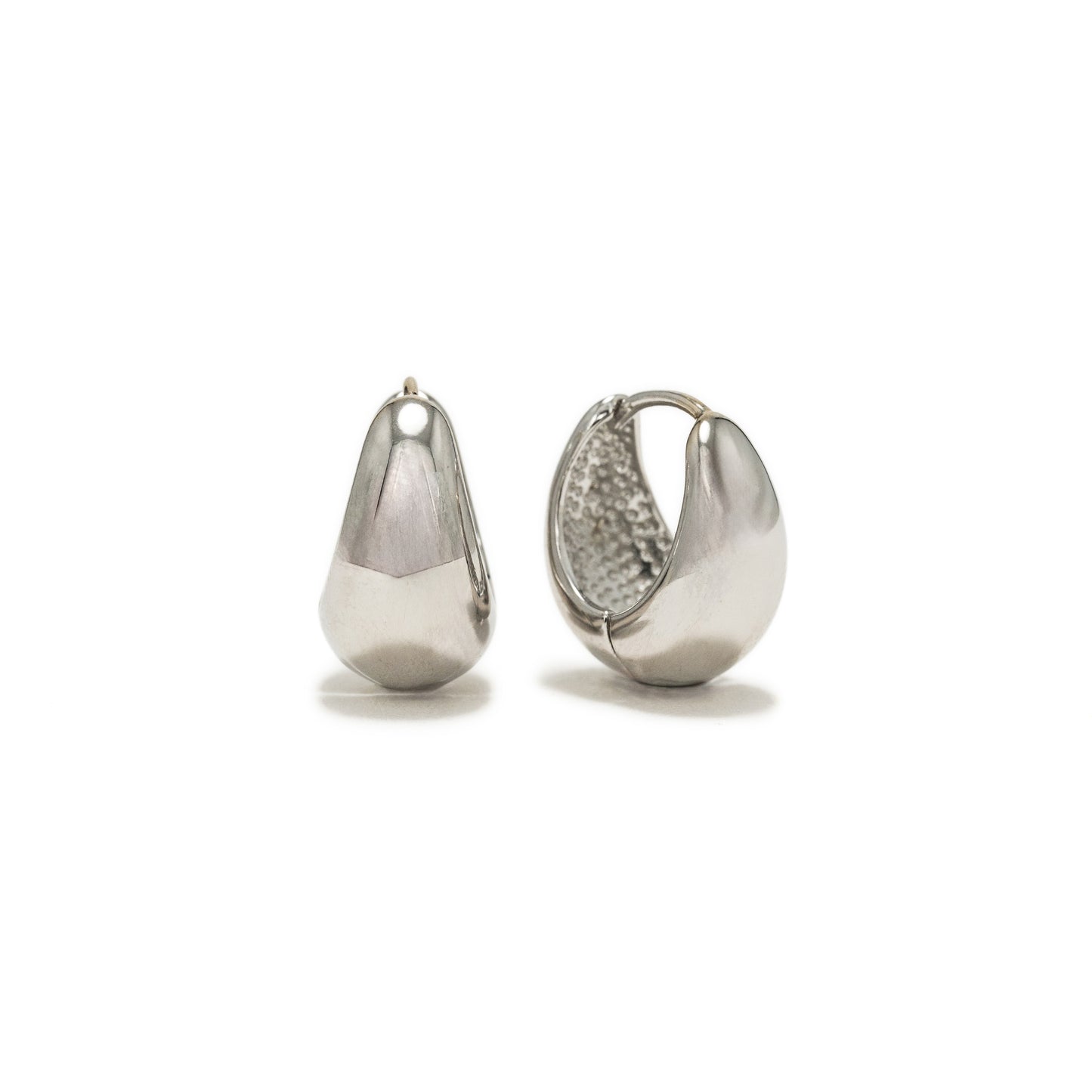Oval Puff Hoop Earrings - Silver