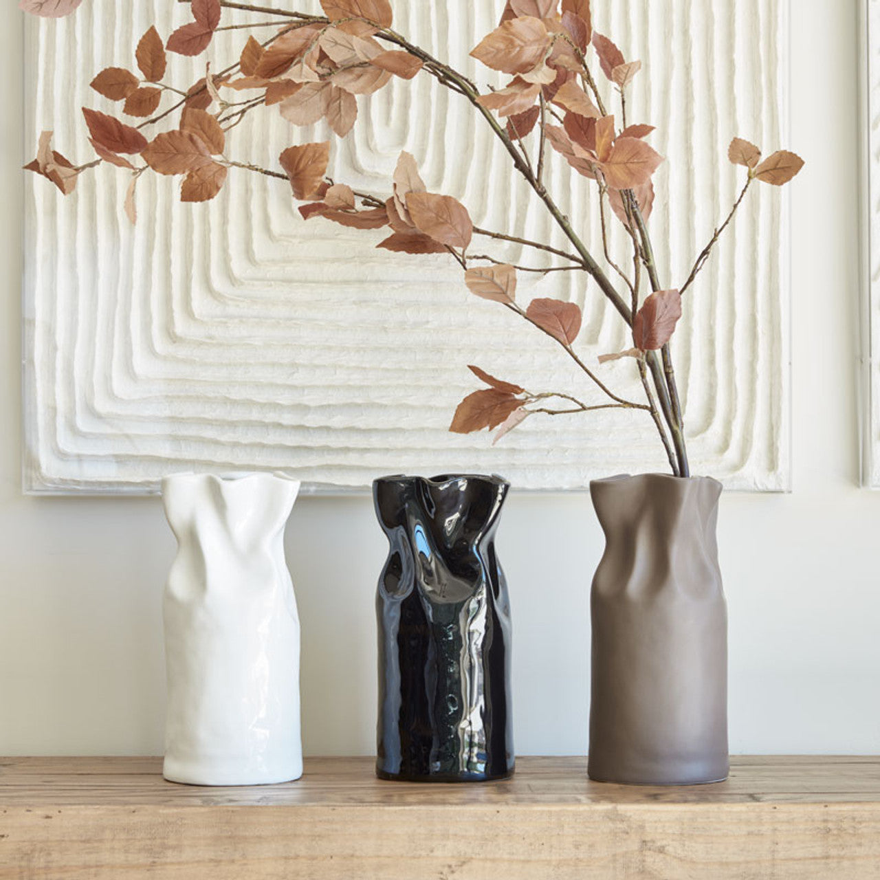 Vase Cinched White Ceramic