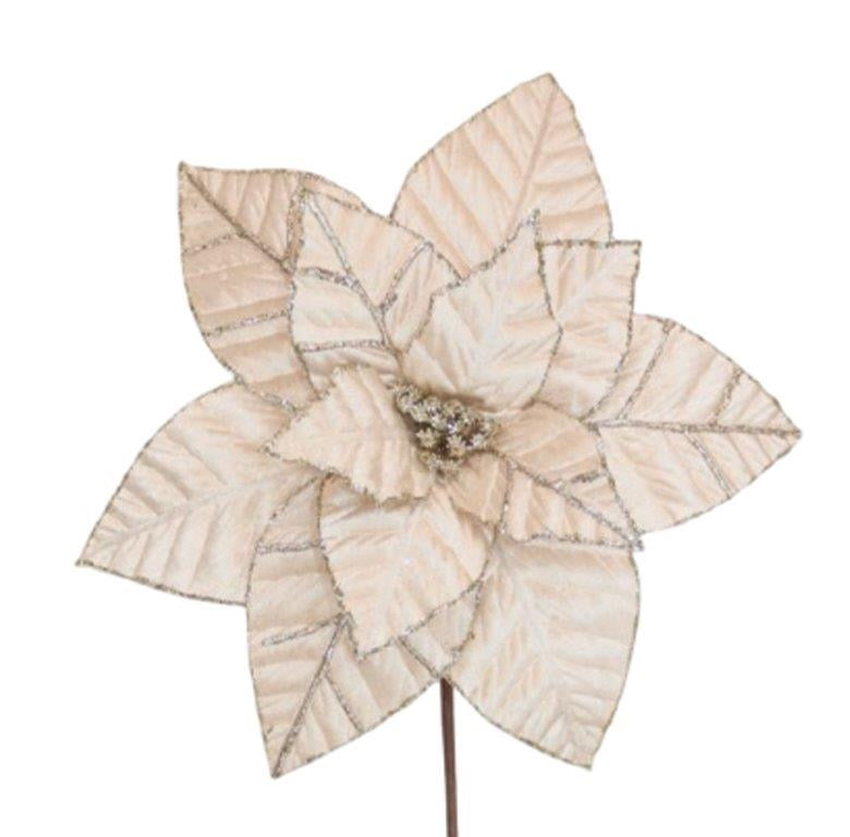 Champagne Velvet Poinsettia Stem