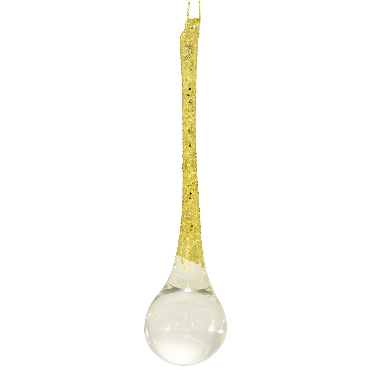Icicle With Silver Glitter 4.5” Glass Ornament