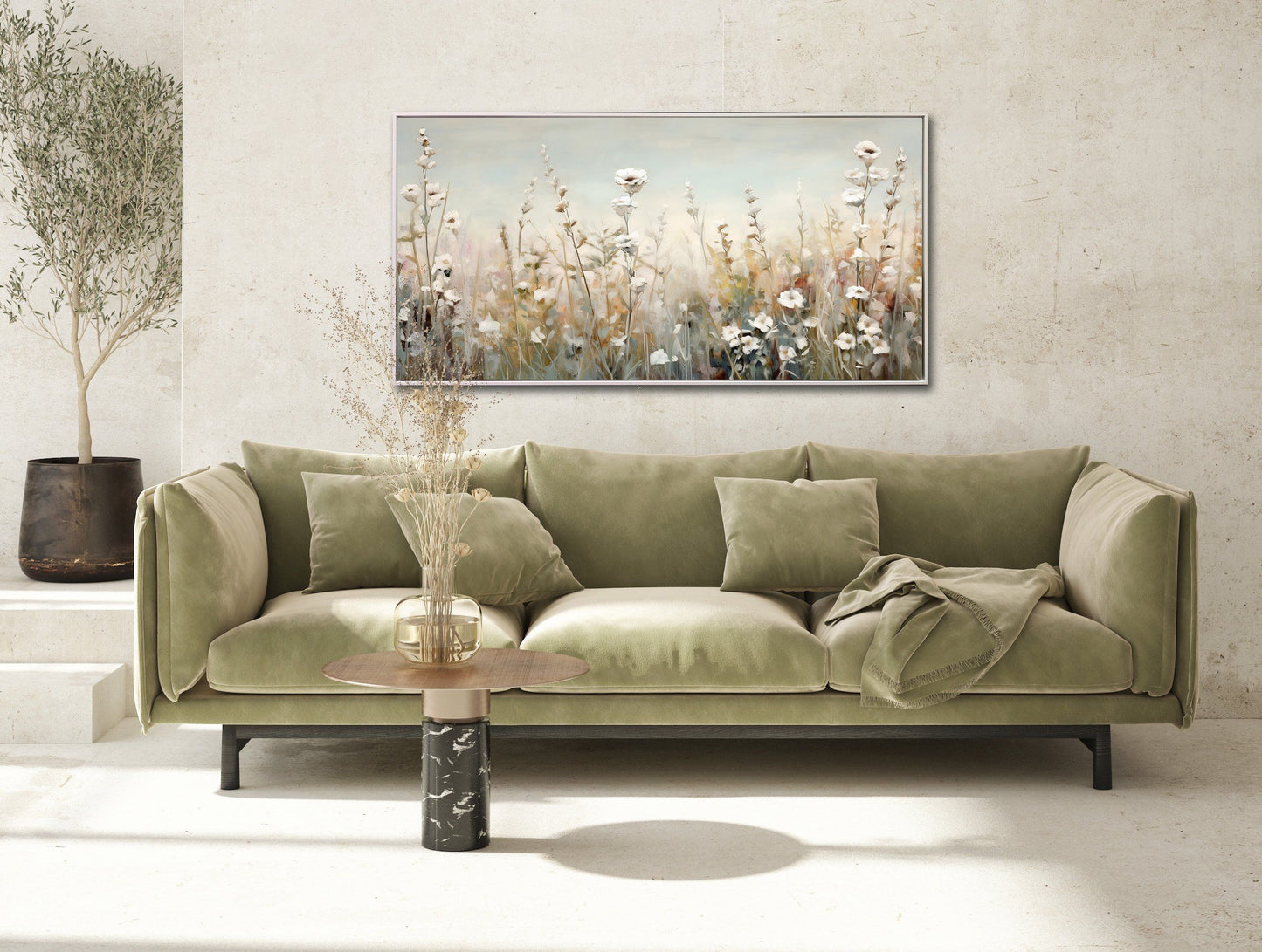 Meadow of Tranquility Framed Canvas – 20″ × 40″