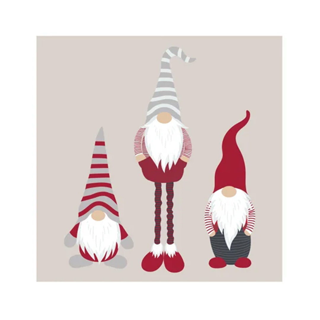 Gnome Printed Cocktail Napkin 20Pk Red