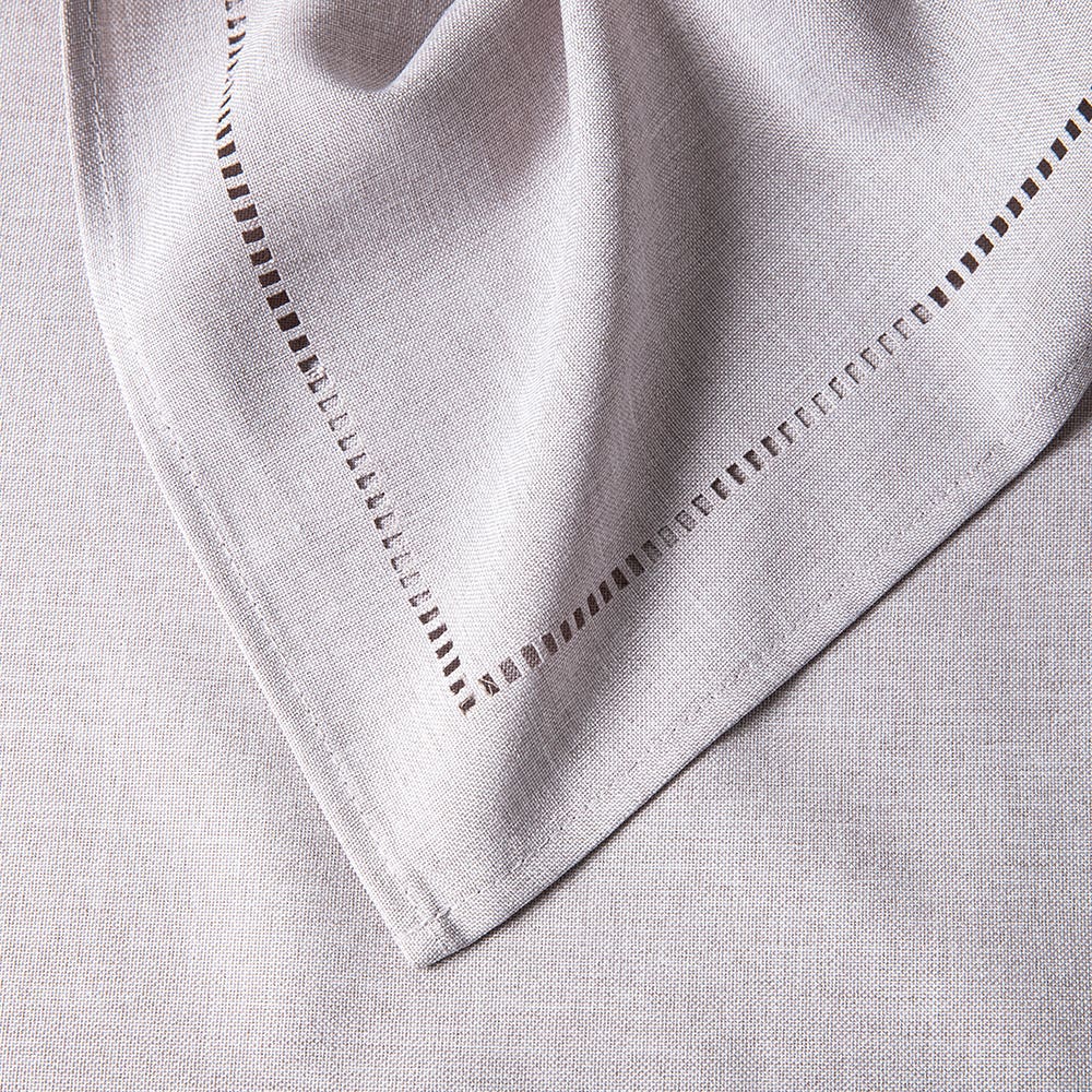 Hemstitch Linen Look Grey Tablecloth 60"x120"