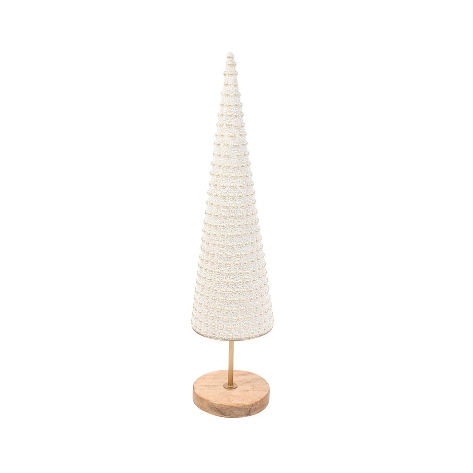 Pearl Beaded Cone White Large