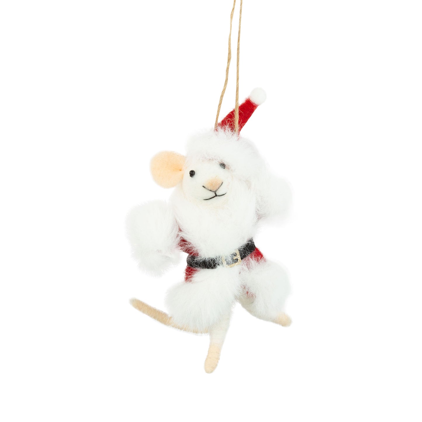Felt Mouse Ornament in Santa Coat