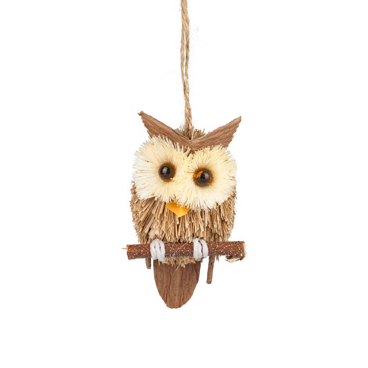 Bristle Owl On A Branch Ornament