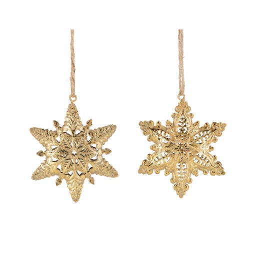 Gold Foiled Metal Filigree Star Christmas Ornament, Assorted, 3"