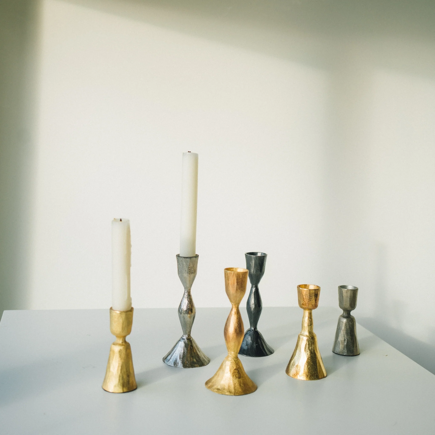 Zora Forged Candlestick, Gold