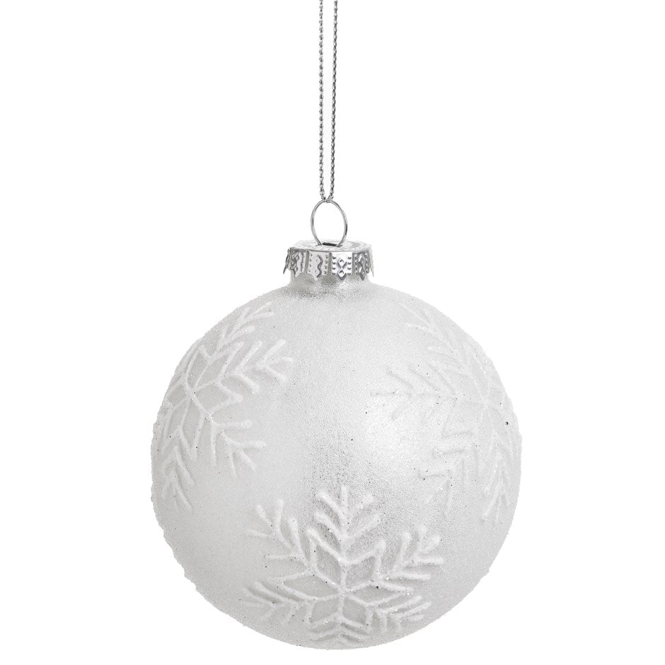 White Glass Snowflake Ornament 3x3