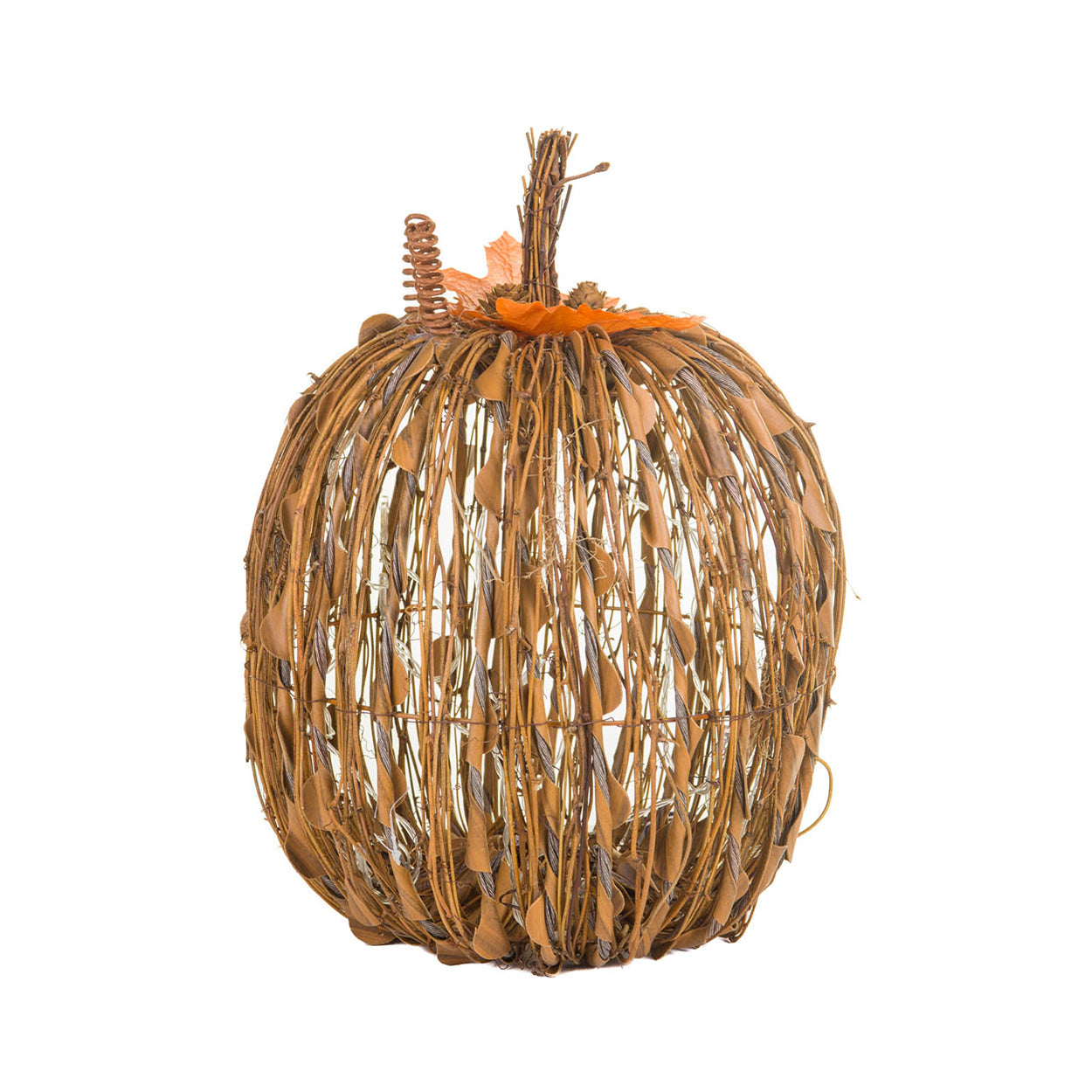 Ochre Wood Stick Pumpkin With LED