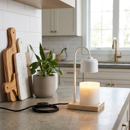 Arched Lamp Candle Warmer - White / Wood