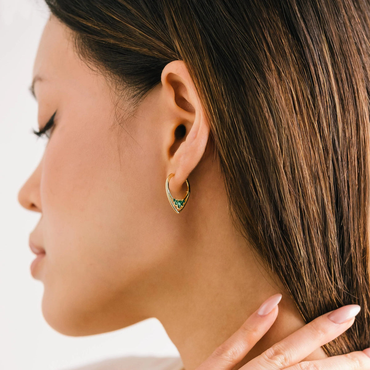 Aria Hoop Earrings - Emerald