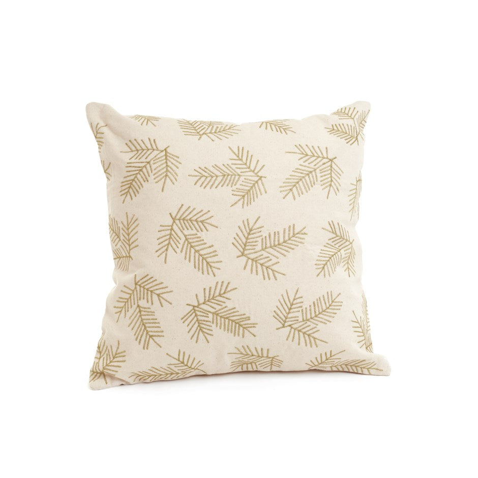Neutral Cotton Leaf Pillow 18x18