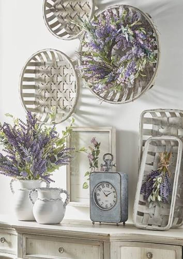 Distressed White Rectangular Tobacco Baskets
