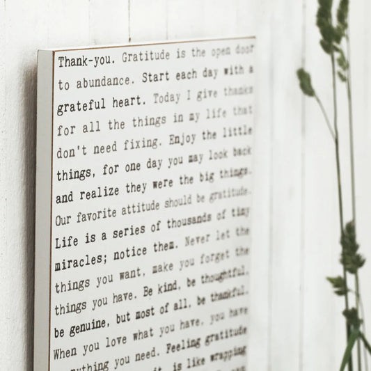 Typewriter Sign - Gratitude
