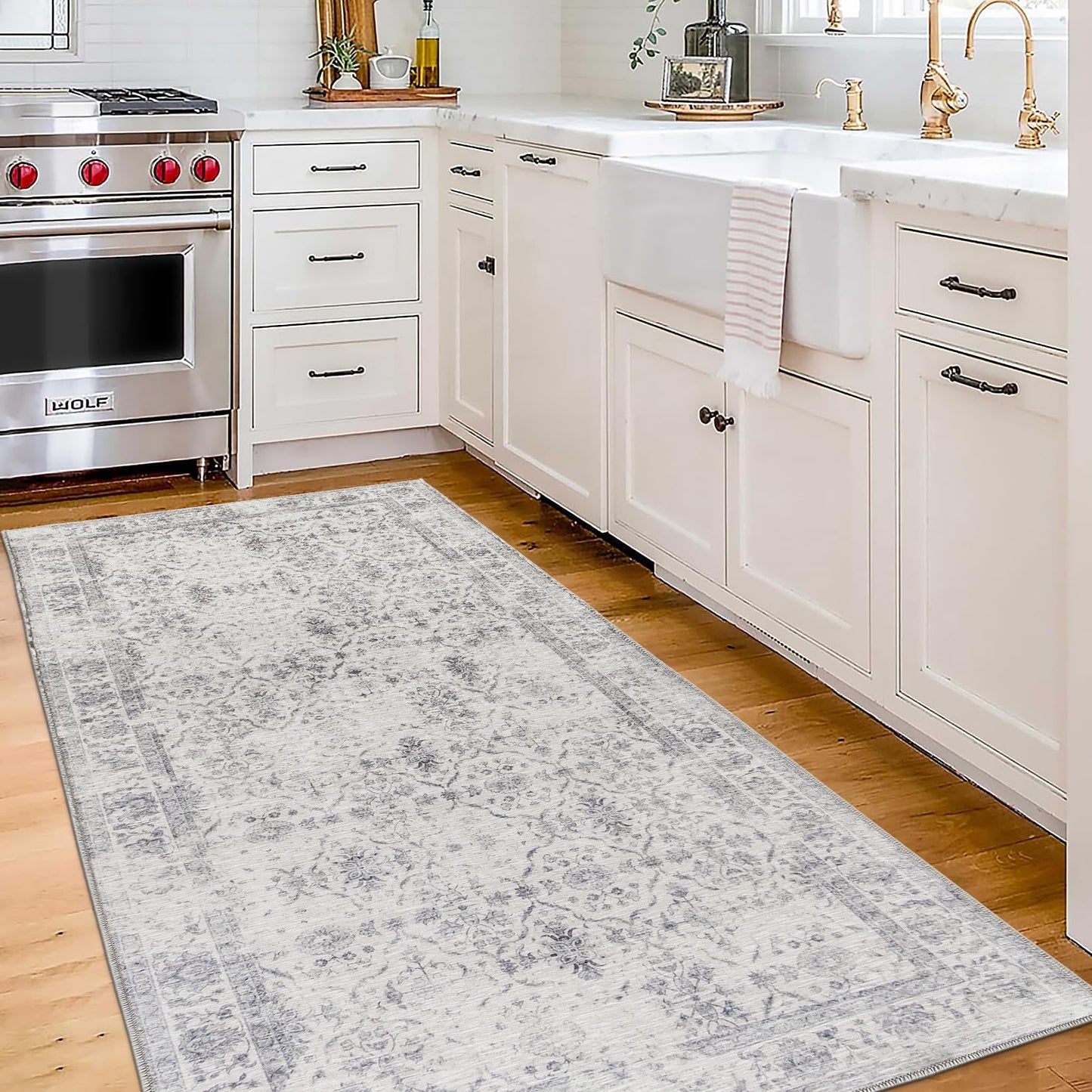 Silver Ivory Noor Vintage ReaLife Machine Washable Rug