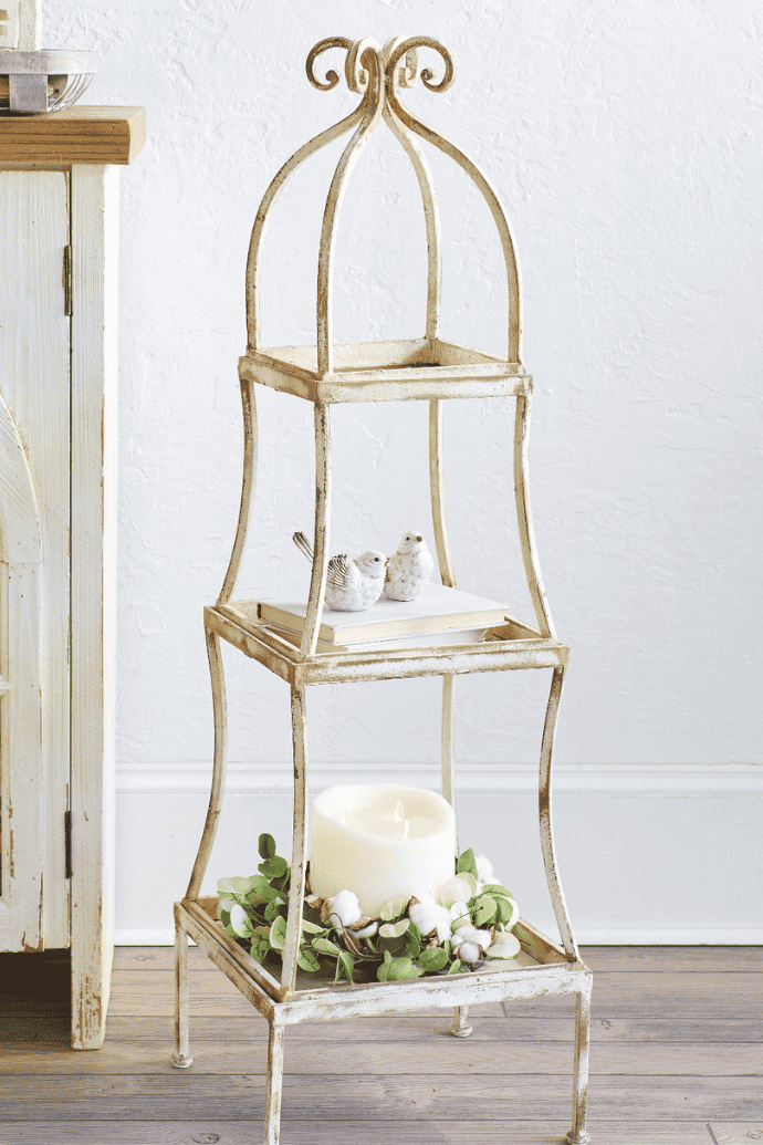 Distressed Antique White Etagere