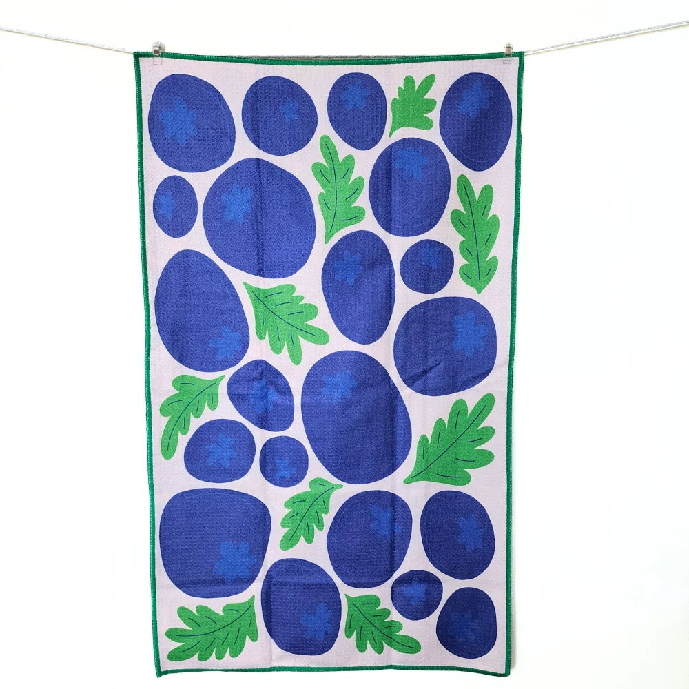 Double Sided Microfiber Tea Towel - Blueberries