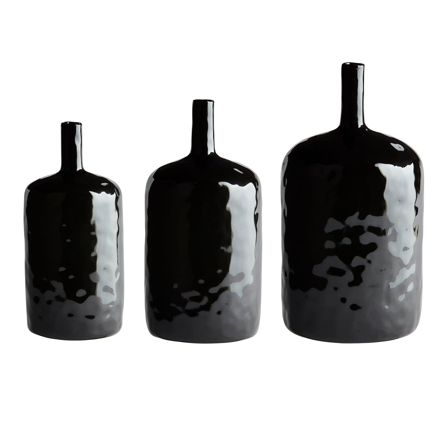 Black Bottle Stoneware Shiny Vases