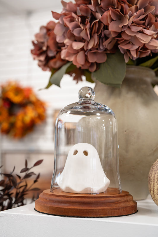 LED Porcelain Ghost Décor – Glowing Eyes Halloween Figurine