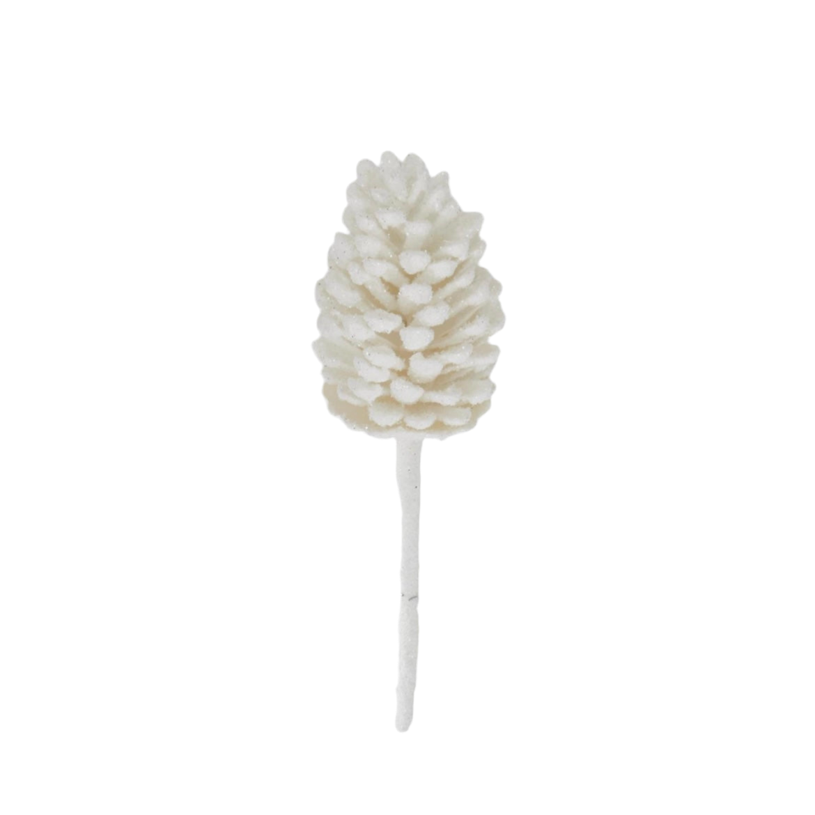 Snowy Pine Cone Pick White
