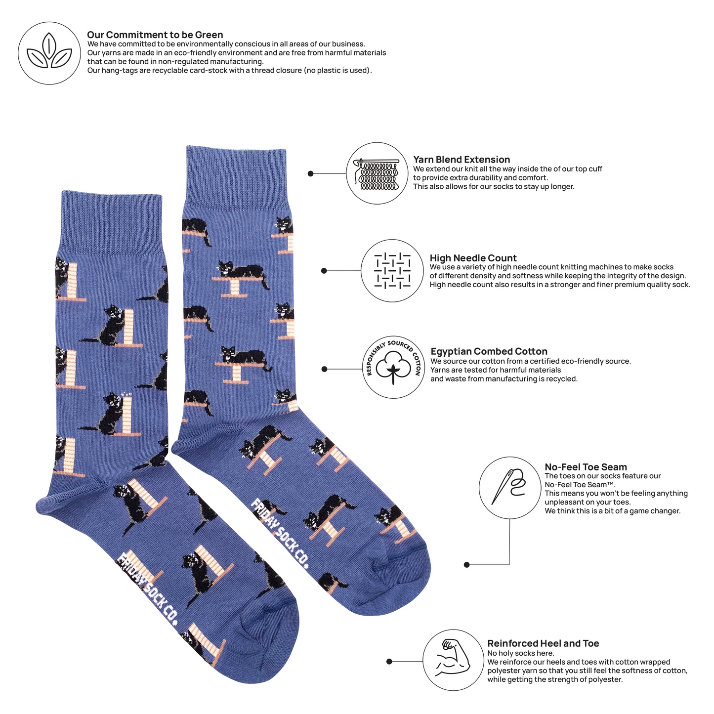 Men's Cozy Black Cat Socks