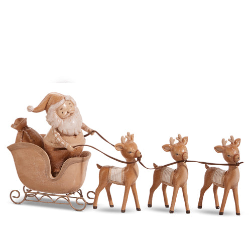 14" Whimsical Santa And Reindeer