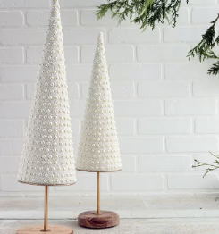 Pearl Beaded Cone White Large