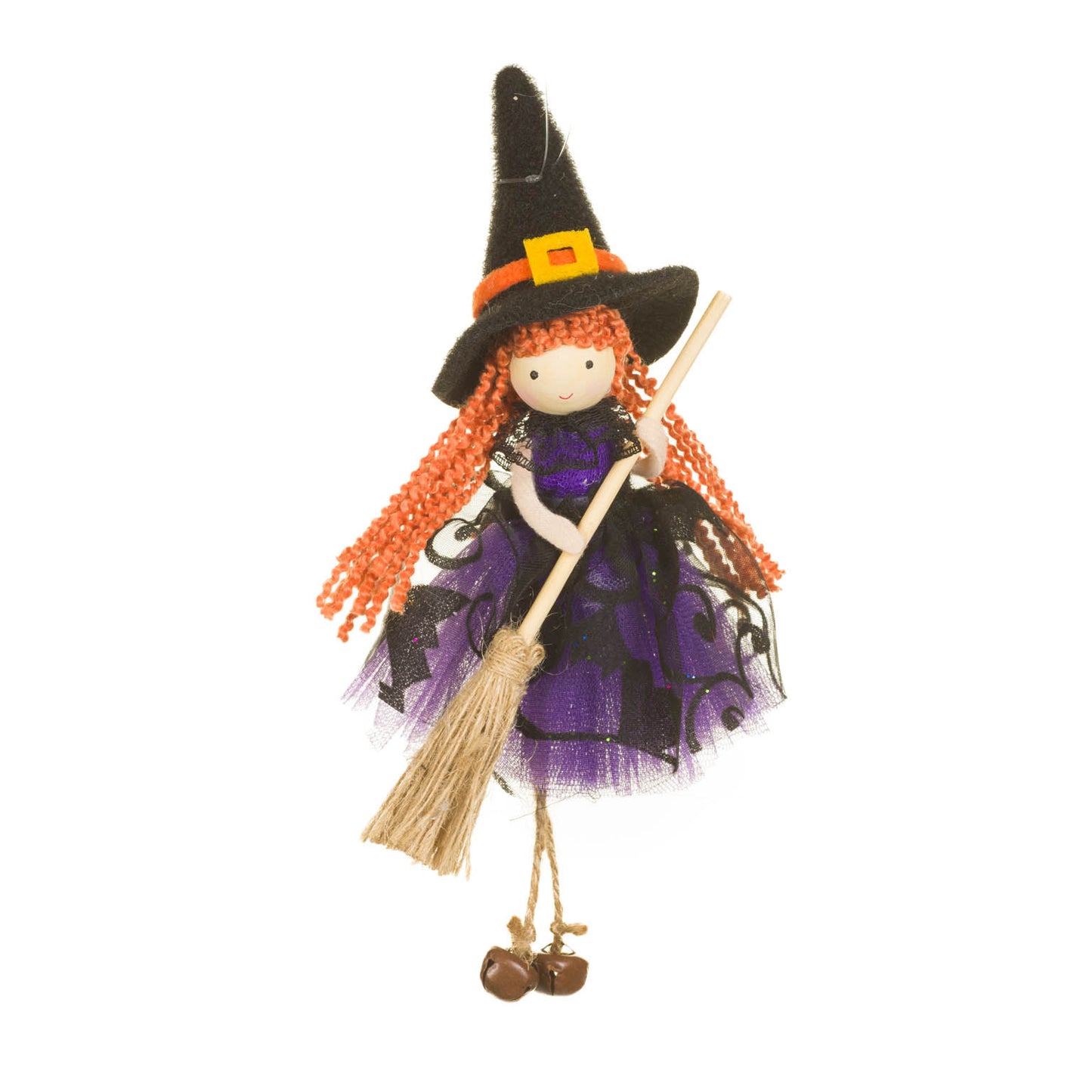 Flying Witch Doll with Purple Bat Dress