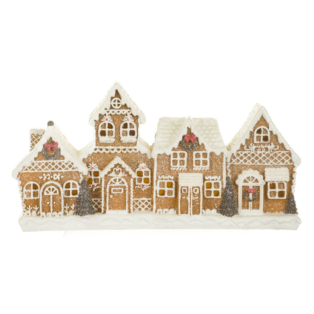 Glittery Gingerbread LED Village, 9.5"