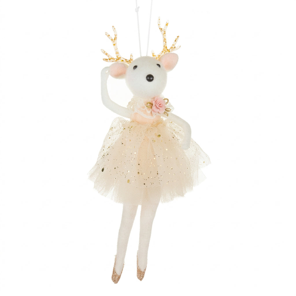 Plush Ballerina Reindeer Ornament, 8"