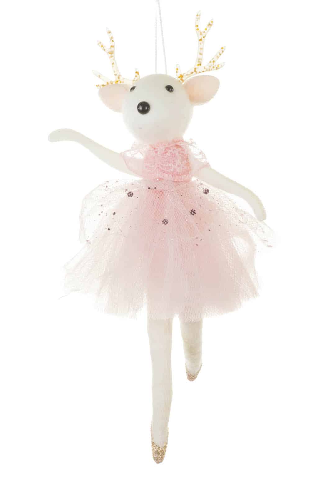 Plush Ballerina Reindeer Ornament, 8"