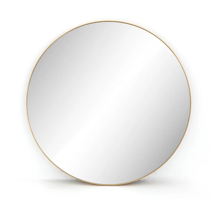 47" Round Antique Brass Mirror