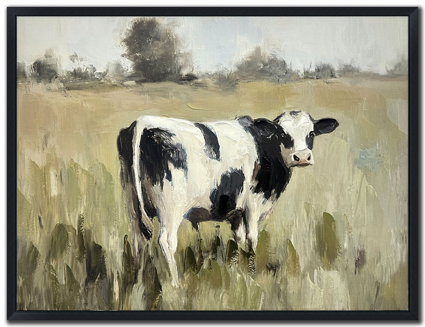 Gentle Grazer Cow Framed Canvas – 24″ x 30″