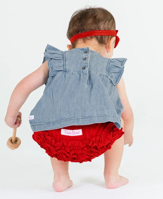 Red Woven RuffleButt Bloomer