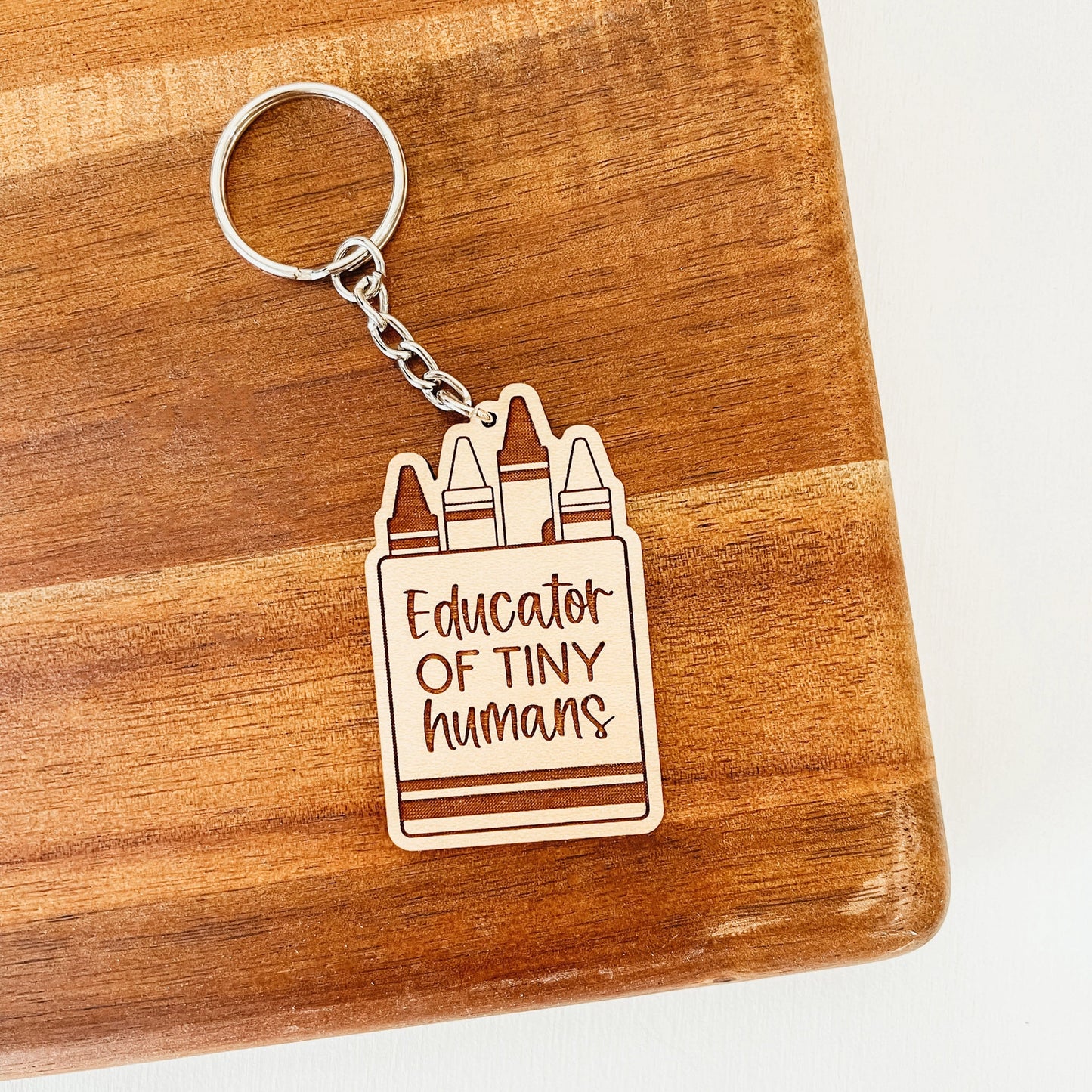 'Educator Of Tiny Humans' Wooden Keychain