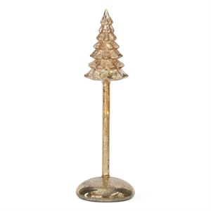 Gold Mercury Glass LED Christmas Tree Finials with Timer